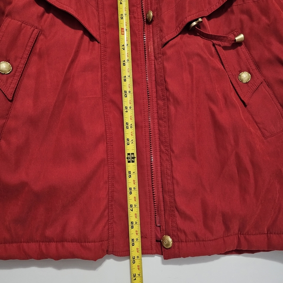 Preston & York Women's Long Hooded Zip Parka Coat Jacket Small Red - Picture 10 of 12